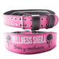 Cinturón de gimnasio para mujer de color rosa con dos calaveras de the Punisher, el cliente puede personalizarlo